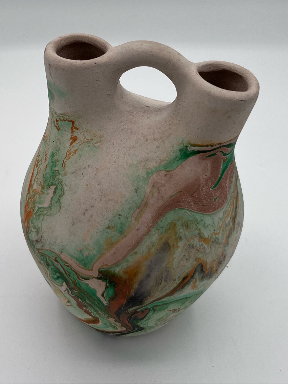 Vintage Nemadji Pottery Double Clay Unity vase Multi Colored